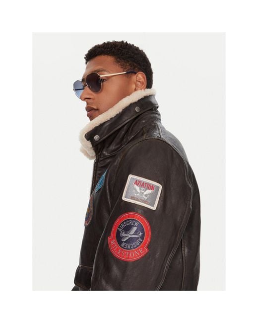 Milestone Lederjacke Msmatti 531070 60400 Regular Fit in Black für Herren