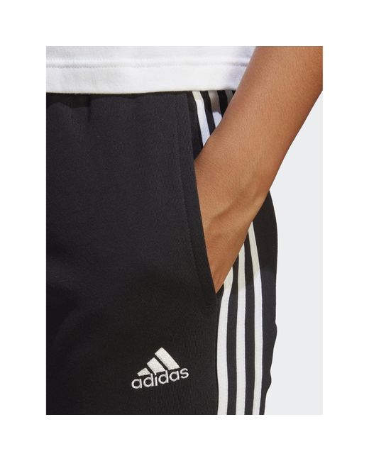 Adidas Black Jogginghose Essentials 3-Stripes French Terry Cuffed Joggers Ic8770 Slim Fit