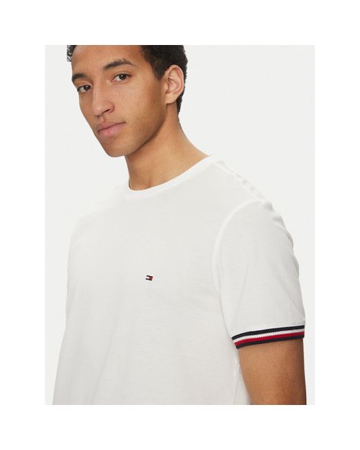 Tommy Hilfiger T-Shirt Global Stripe Mw0Mw38630 Regular Fit in White für Herren