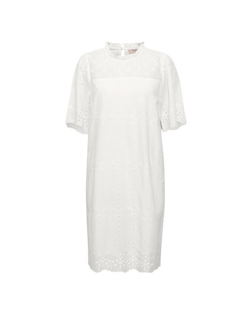 Cream White Kleid Für Den Alltag Moccamia 10611191 Weiß Regular Fit