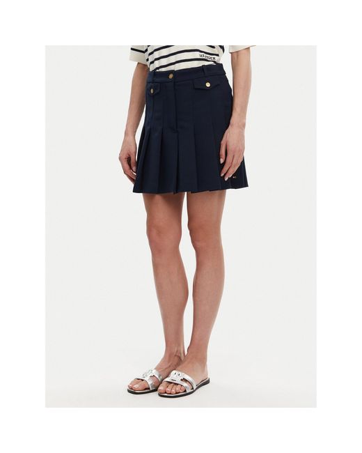 Tommy Hilfiger Blue Faltenrock Ww0Ww44731 Regular Fit