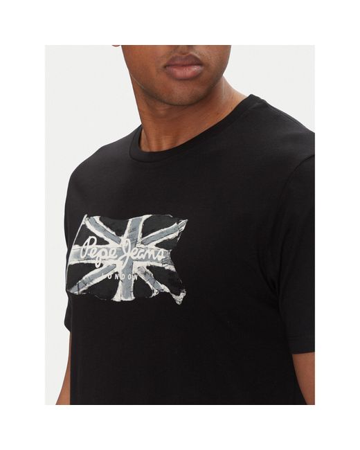 Pepe Jeans T-Shirt Flag Pm509720 Regular Fit in Black für Herren