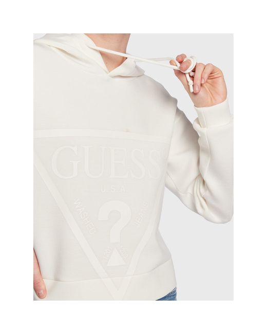 Guess White Sweatshirt New Alisa V2Yq08 K7Uw2 Relaxed Fit