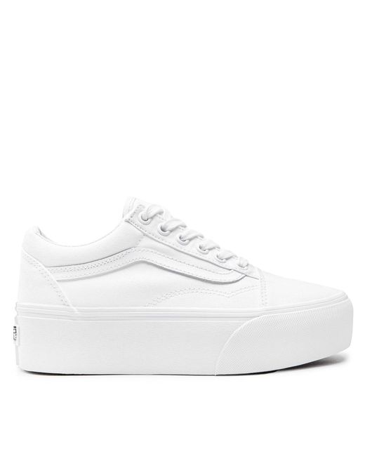 Vans White Sneakers Aus Stoff Old Skool Stacked Vn0A7Q5Mw001 Weiß