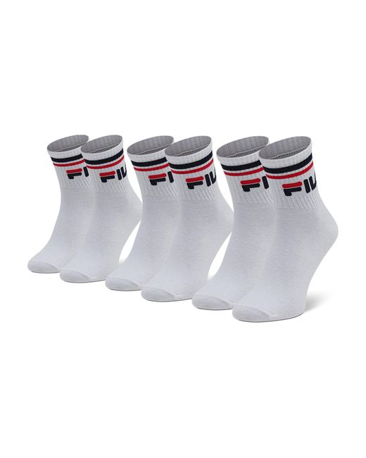 Fila White 3Er-Set Hohe -Socken Calza Quarter F9398 Weiß