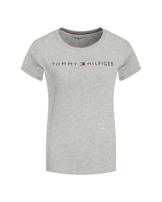 Tommy Hilfiger Gray T-Shirt in Melangeoptik mit Logo-Print