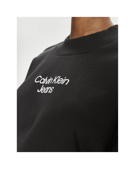 Calvin Klein Black Sweatshirt Stacked Institutional J20J221466 Regular Fit