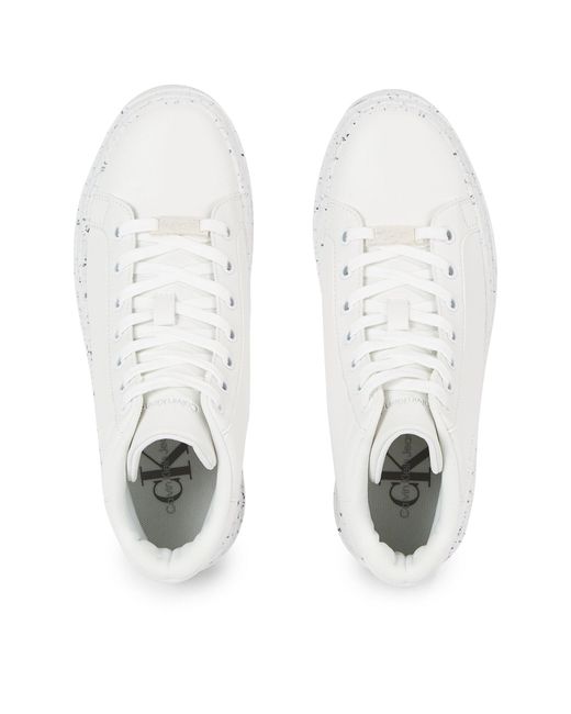 Calvin Klein White Sneakers Bold Vulc Flatf Mid Laceup Wn Yw0Yw01230 Weiß