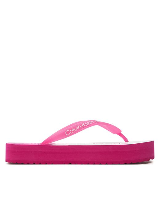 Calvin Klein Pink Zehentrenner Beach Sandal Flatform Monologo Yw0Yw01617