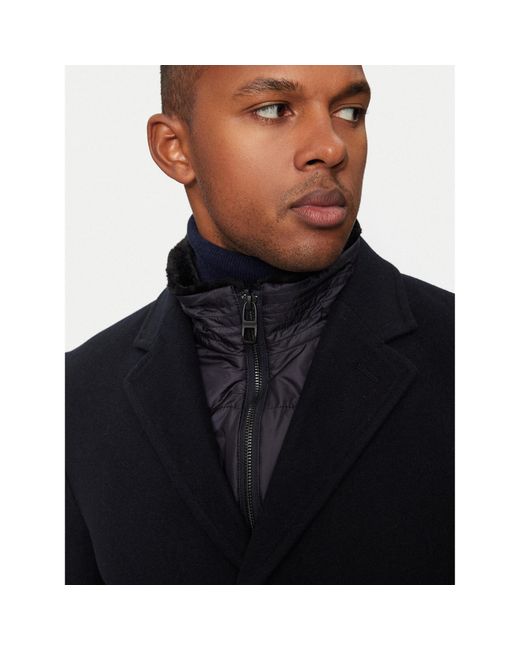 Hechter Paris Wollmantel 45014 142270 Regular Fit in Blue für Herren