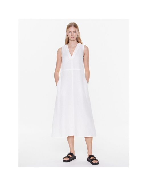 Max Mara White Kleid Für Den Alltag Sofocle 23322103 Weiß Relaxed Fit