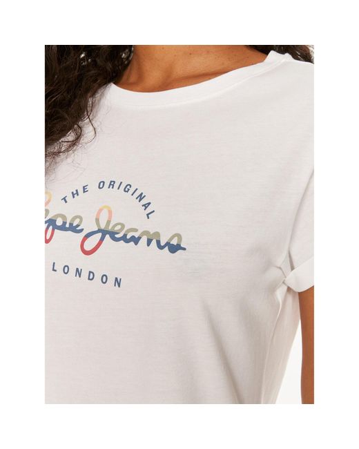 Pepe Jeans White T-Shirt Evette Pl505880 Weiß Regular Fit