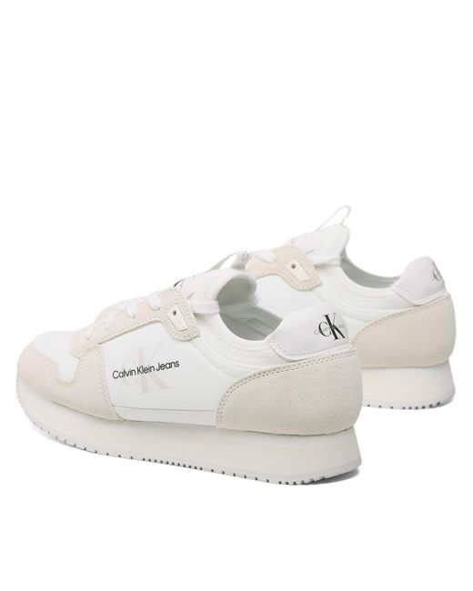 Calvin Klein Sneakers Runner Sock Laceup Ny-Lth Ym0Ym00553 Weiß in White für Herren
