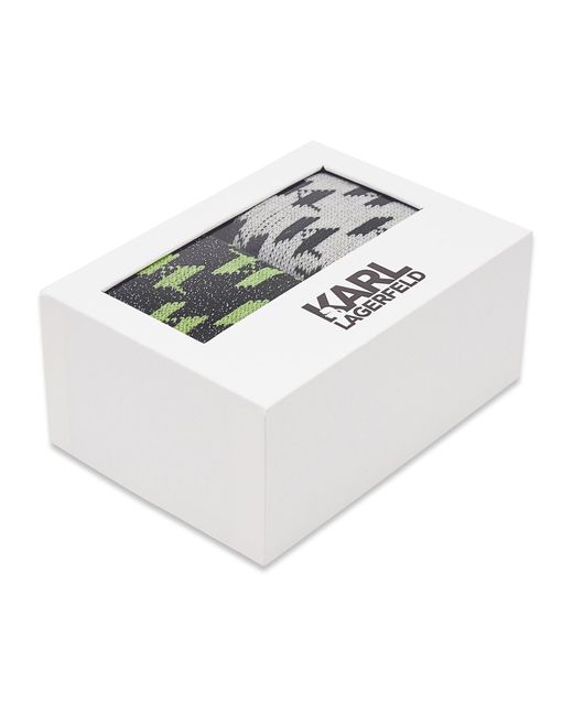 Karl Lagerfeld Green 2Er-Set Hohe Damensocken Monogram Perforated 225W6006