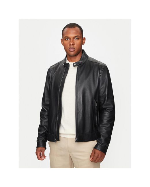 Boss Lederjacke Mansell1 50510765 Regular Fit in Black für Herren