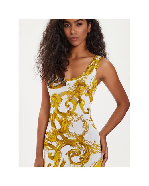 Versace Yellow Kleid Für Den Alltag 76Hao9B6 Weiß Slim Fit