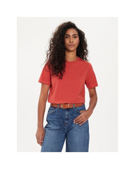 Tommy Hilfiger Red T-Shirt Modern Ww0Ww39848 Regular Fit