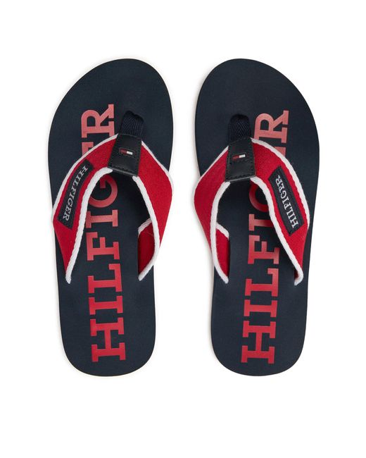 Tommy Hilfiger Zehentrenner patch hilfiger beach sandal fm0fm05024 primary red xlg für Herren