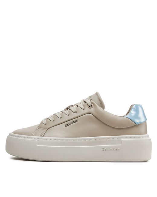 Calvin Klein Gray Sneakers Ff Cupsole Lace Up W/Ml Lth Hw0Hw02118