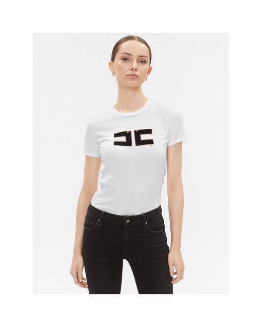Elisabetta Franchi White T-Shirt Ma-002-36E2-V220 Weiß Regular Fit