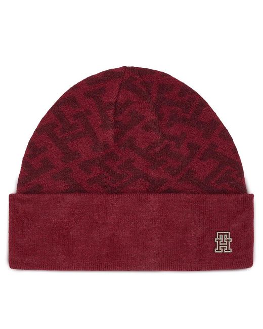 Tommy Hilfiger Red Mütze Monogram All Over Beanie Aw0Aw15327