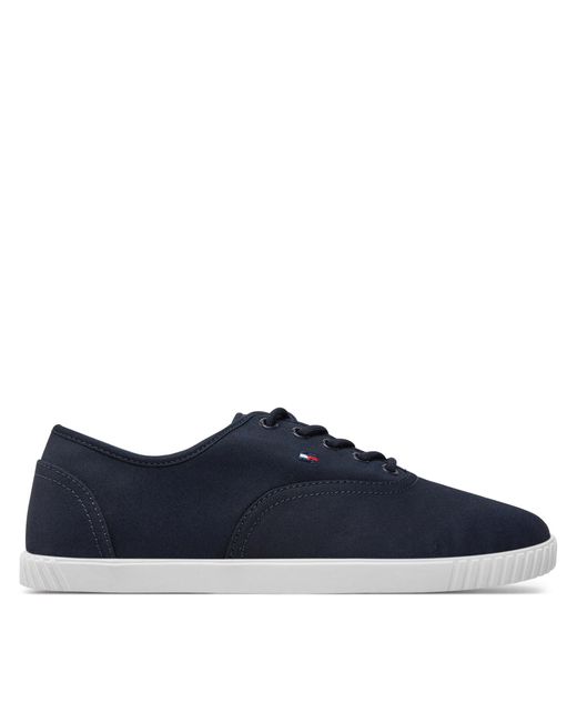 Tommy Hilfiger Blue Sneakers Aus Stoff Canvas Lace Up Sneaker Fw0Fw07805