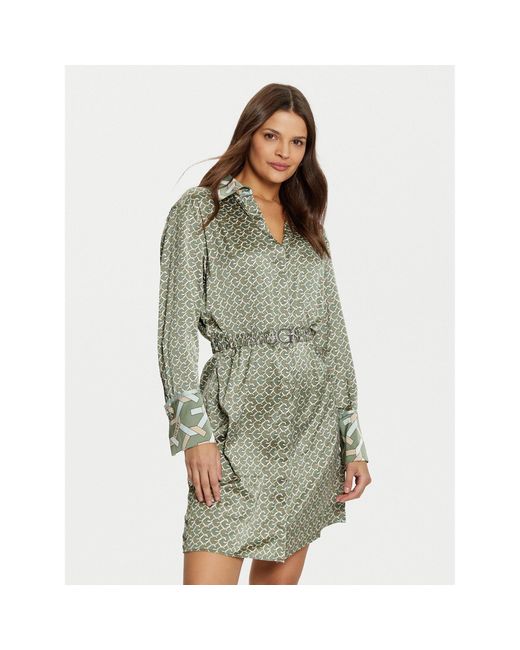 Guess Green Hemdkleid W5Rk40 Wf1T2 Regular Fit