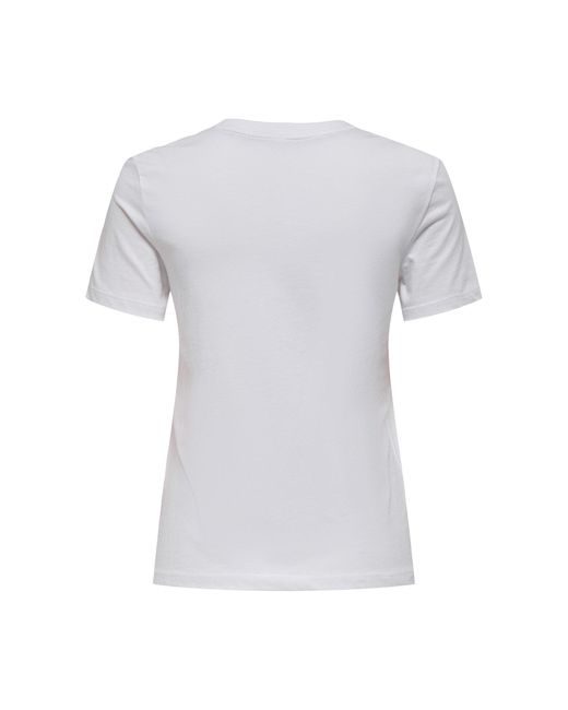 ONLY White T-Shirt Fun Life 15349901 Regular Fit