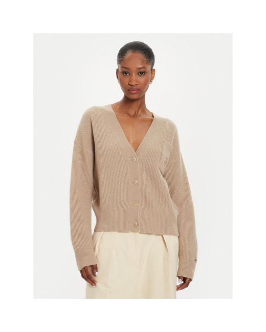 Tommy Hilfiger Natural Strickjacke Script Soft Ww0Ww42145 Relaxed Fit