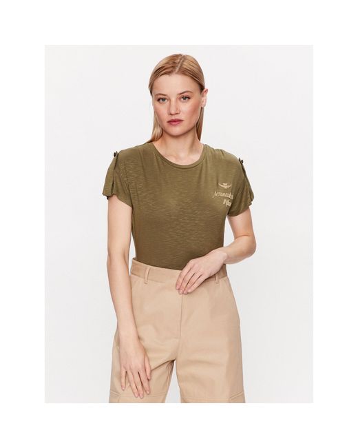 Aeronautica Militare Brown T-Shirt 231Ts2106Dj600 Grün Regular Fit