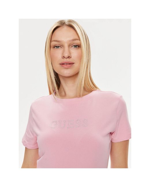 Guess Pink T-Shirt Skylar V4Gi09 J1314 Slim Fit
