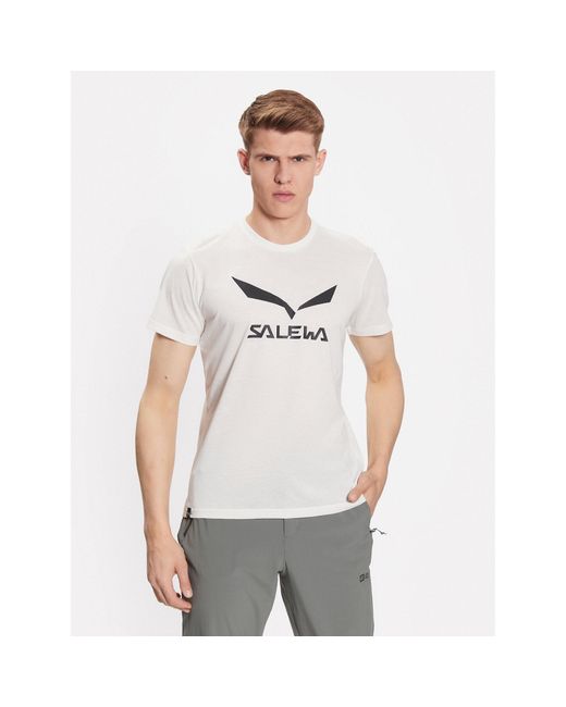 Salewa T-Shirt Solidlogo Dry 27018 Weiß Regular Fit in Gray für Herren
