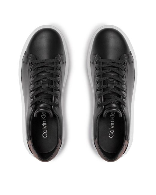 Calvin Klein Black Sneakers Raised Cupsole Lace Up Luminous Hw0Hw01997