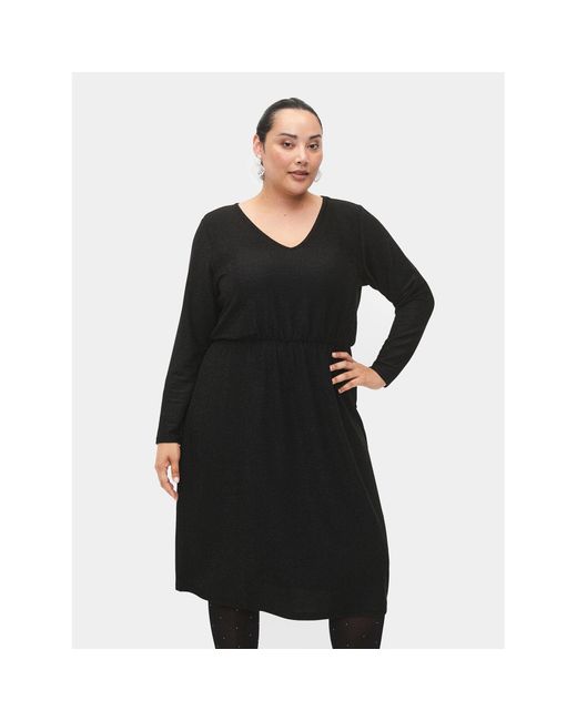 Zizzi Black Kleid Für Den Alltag Ca02376F Regular Fit