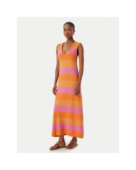Lola Casademunt Orange Kleid Für Den Alltag Ms2616041 Slim Fit