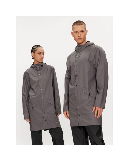 Rains Gray Regenjacke Long Jacket W3 12020 Regular Fit