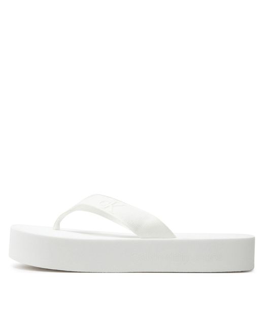Calvin Klein White Zehentrenner Flatform Flipflop Jelly Yw0Yw01398 Weiß