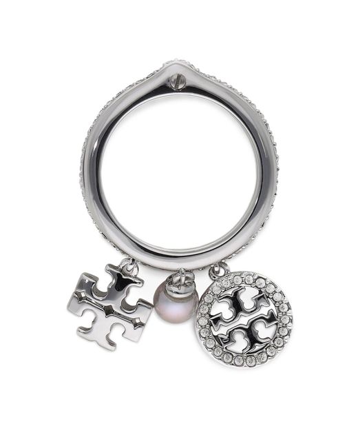 Tory Burch Metallic Ring Miller Pave Charm Ring 76348