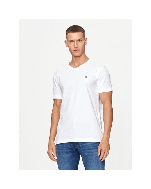 Gant T-Shirt Shield 2003186 Weiß Slim Fit in White für Herren