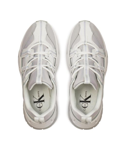 Calvin Klein Gray Sneakers Chunky Run Vibram Lace Refl Wn Yw0Yw01062 Weiß