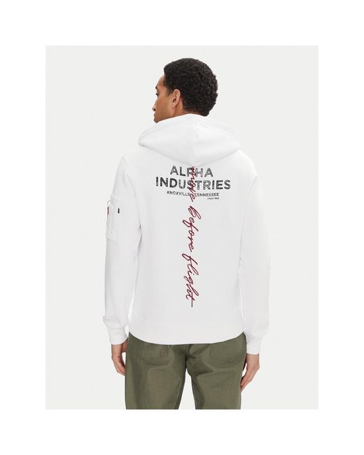 Alpha Industries Sweatshirt Signature Back Print 148341 Regular Fit in White für Herren