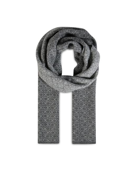 Calvin Klein Schal Ck Monogram Wool Scarf 30X180 K50K509703 in Gray für Herren