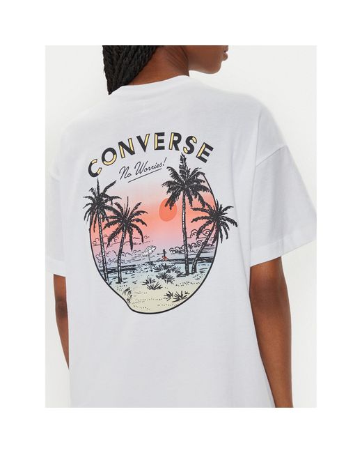 Converse White T-Shirt W Beach Scenentee 10026378-A01 Weiß Regular Fit