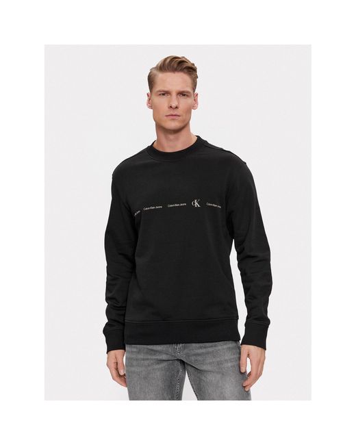 Calvin Klein Sweatshirt Logo Repeat J30J324624 Regular Fit in Black für Herren
