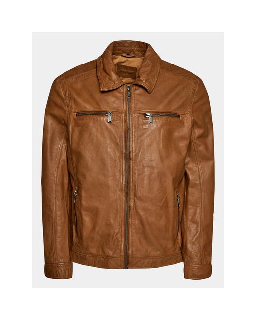 Mustang Lederjacke William 9920607 Regular Fit in Brown für Herren