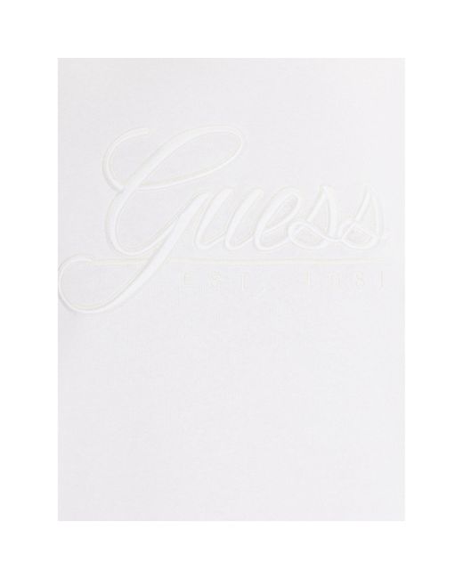 Guess White Sweatshirt Logo Script W3Gq12 Kbk32 Weiß Regular Fit