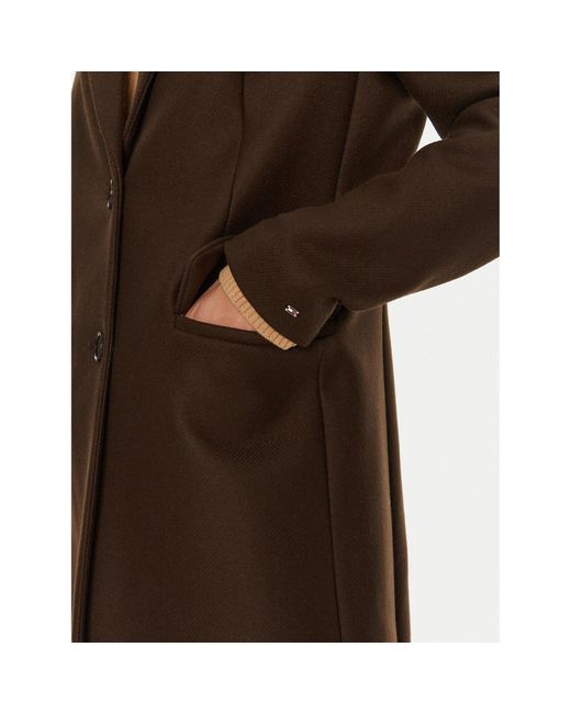 Tommy Hilfiger Brown Wollmantel Ww0Ww42738 Regular Fit
