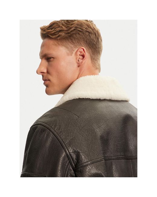 HUGO Lederjacke Loran 50521030 Regular Fit in Black für Herren