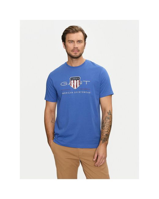 Gant T-Shirt Archive Shield 2003199 Regular Fit in Blue für Herren