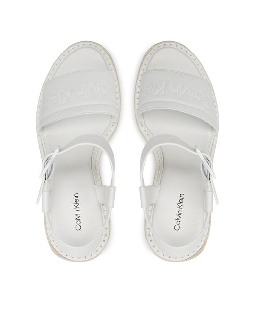 Calvin Klein White Espadrilles Wedge Sandal 70 He Hw0Hw02050 Weiß
